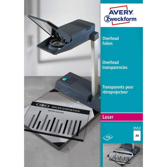 Avery Zweckform 3552 Overhead-Folien, DIN A4, beidseitig beschichtet, 100 Bogen