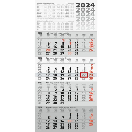 rido/idé 4-Monatskalender Wandkalender 2024 30 x 62,5 cm, einteilig