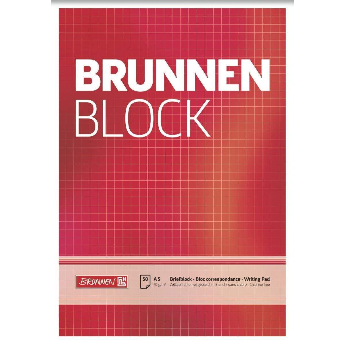 BRUNNEN Block A5, 50 Blatt, kariert