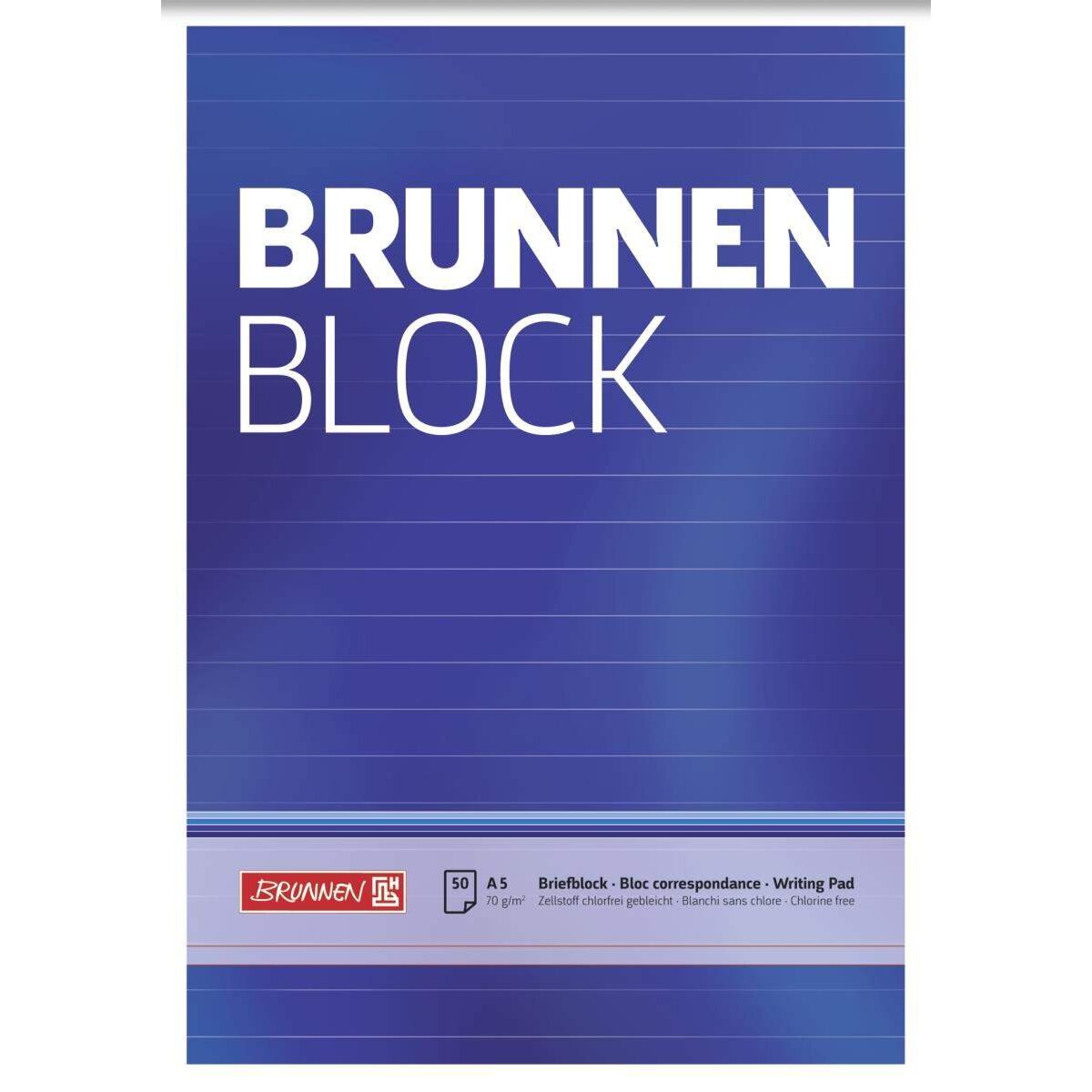 BRUNNEN Briefblock, 70g/m², A5, 50 Blatt