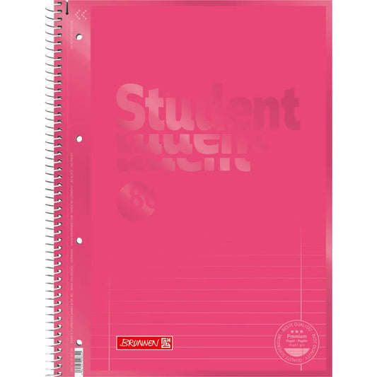 BRUNNEN Collegeblock Premium Student Colour Code A4 liniert, mit beidseitigen Randlinien, Lin. 27 Deckblatt: tulip