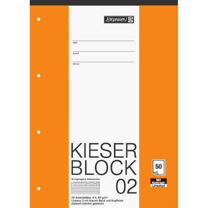 BRUNNEN Kieser-Block A4, Schullineatur 2 mit Kontrastlineatur, 50 Blatt