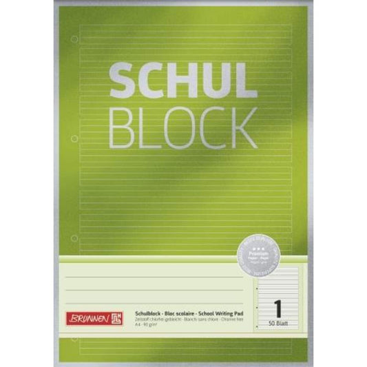 BRUNNEN Schulblock A4 Premium 50 Blatt, gelocht, Lineatur 1