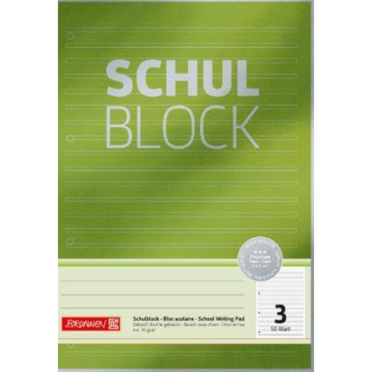 BRUNNEN Schulblock Premium A4 Lineatur 3