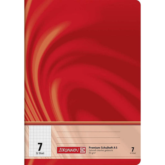 BRUNNEN Schulheft Vivendi A5 7 mm kariert, Lin. 7 rot