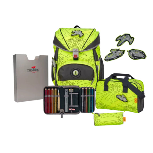 DerDieDas ErgoFlex Schulrucksack-Set Exklusiv Superflash Neon Fighter