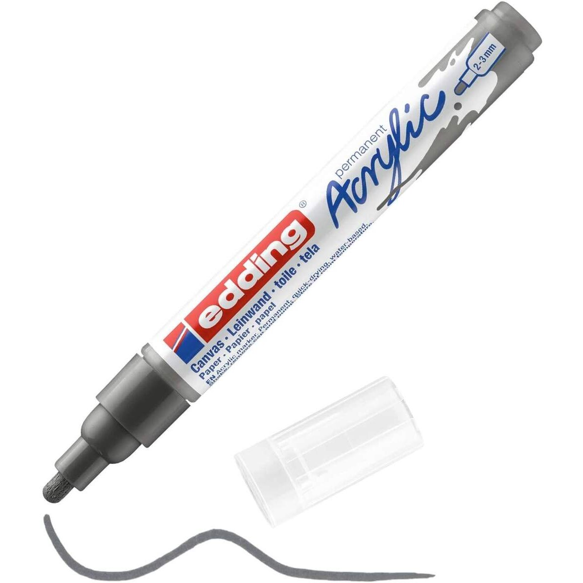 edding 5100 Acrylmarker medium - grau - 1 Acrylstift wasserfest - mittlere Rundspitze 2-3 mm
