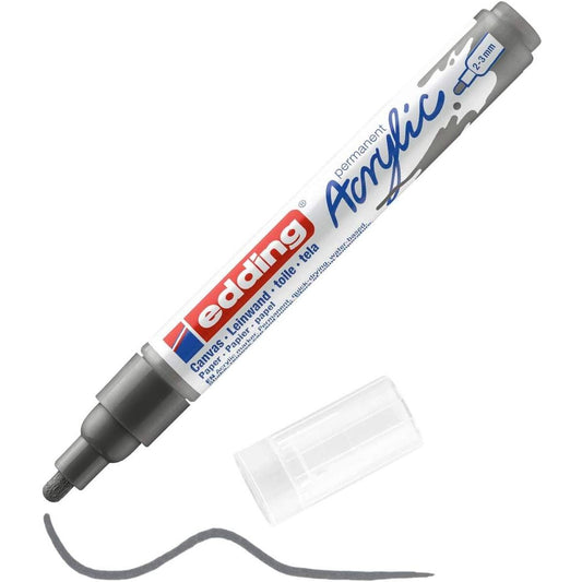 edding 5100 Acrylmarker medium - grau - 1 Acrylstift wasserfest - mittlere Rundspitze 2-3 mm
