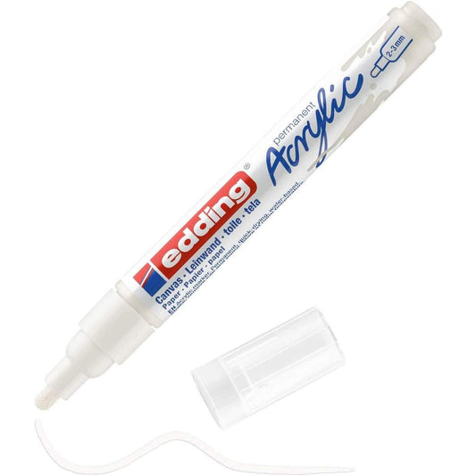 edding 5100 Acrylmarker medium - weiß - 1 Acrylstift wasserfest - mittlere Rundspitze 2-3 mm