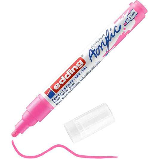 edding 5100 Acrylmarker medium - neon-pink - 1 Acrylstift wasserfest - mittlere Rundspitze 2-3 mm