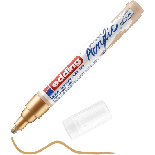 edding 5100 Acrylmarker medium - gold - 1 Acrylstift wasserfest - mittlere Rundspitze 2-3 mm
