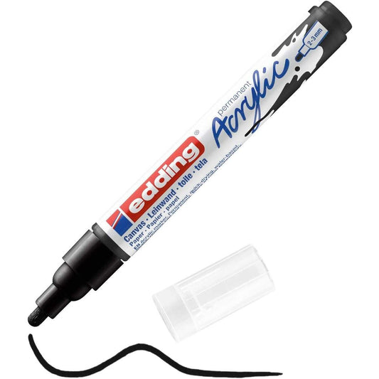 edding 5100 Acrylmarker medium - schwarz - 1 Acrylstift wasserfest - mittlere Rundspitze 2-3 mm