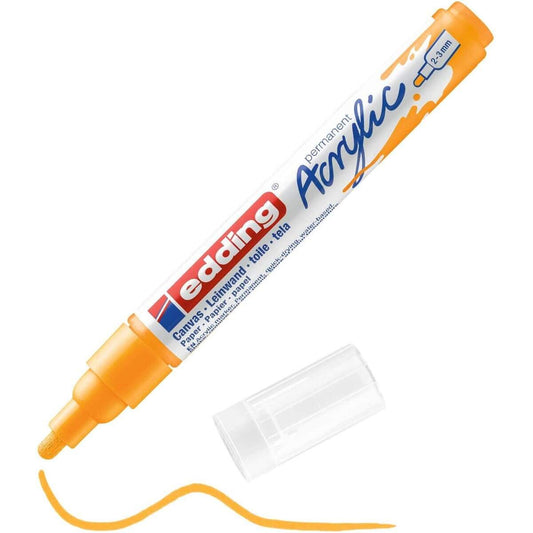 edding 5100 Acrylmarker medium - sonnen-gelb - 1 Acrylstift wasserfest - mittlere Rundspitze 2-3 mm