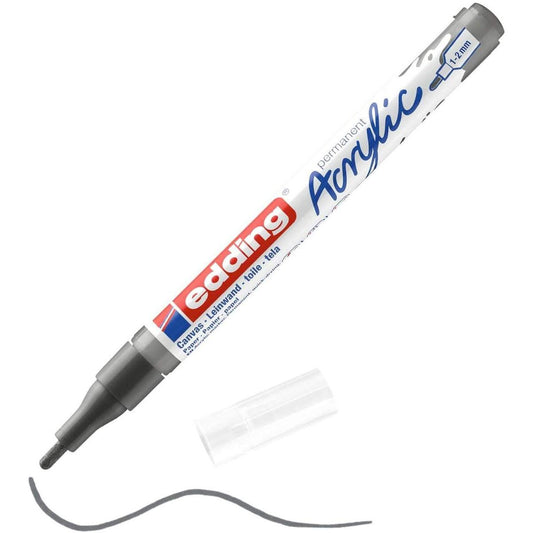 edding 5300 Acrylmarker fein - grau - 1 Acrylstift wasserfest - feine Rundspitze 1-2 mm