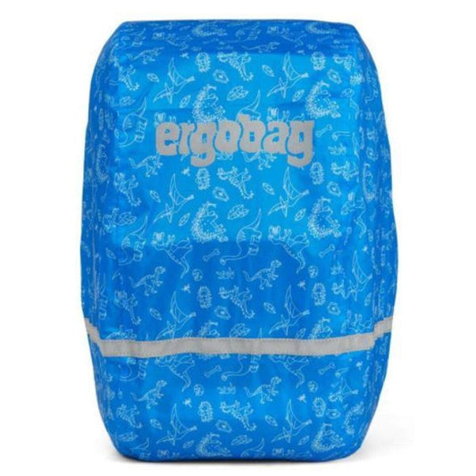 ergobag Regenschutz für Schulranzen / Schulrucksäcke, Dinosaurier / blau