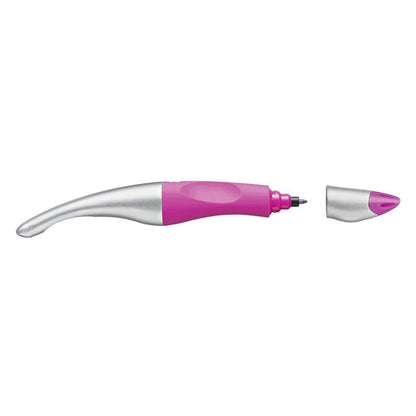 Ergonomischer Tintenroller für Rechtshänder - STABILO EASYoriginal metallic in neonpink/meltallic - Einzelstift - Schreibfarbe blau (löschbar) - inklusive Patrone