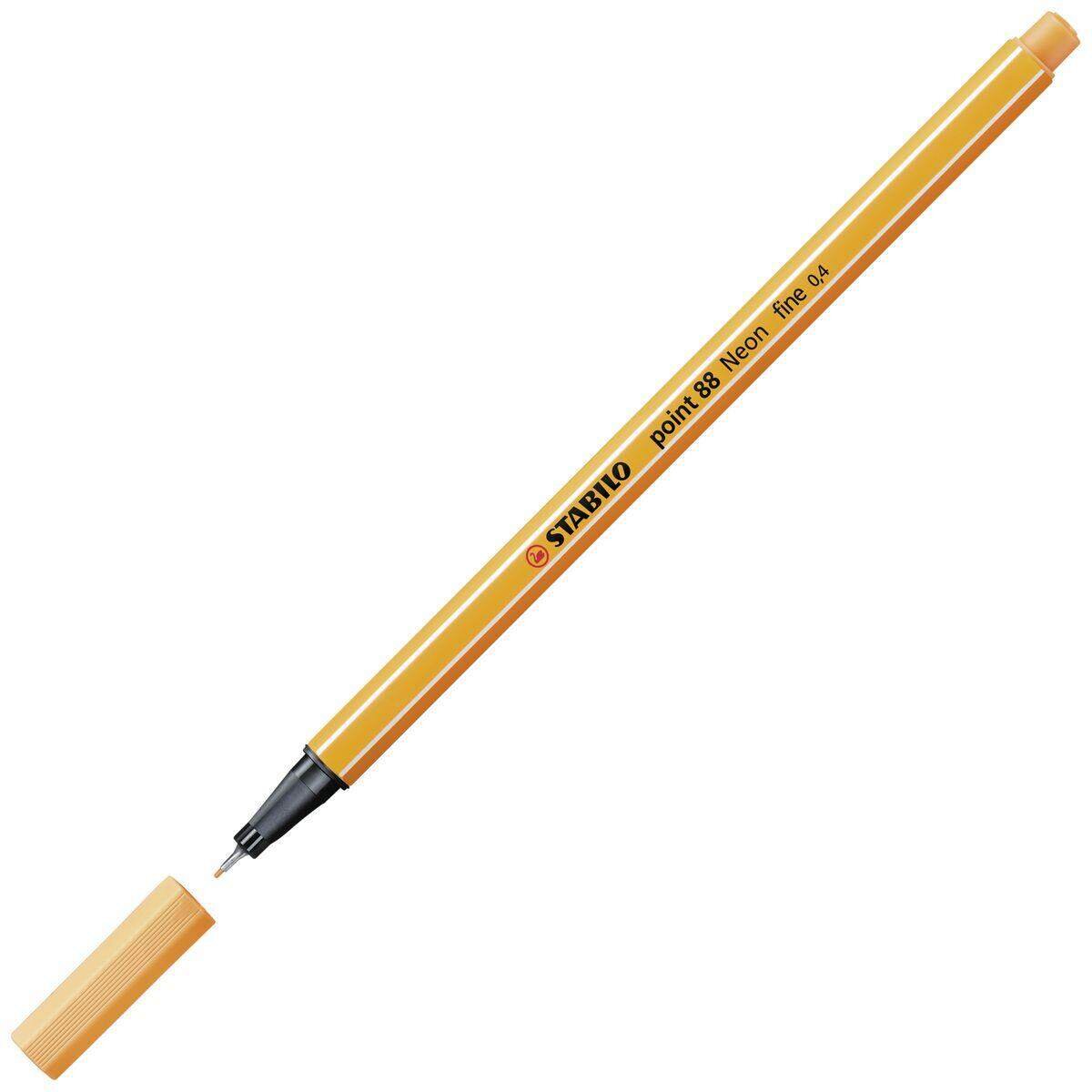 Fineliner - STABILO point 88 - Einzelstift - Neonfarbe, leuchtfarbenorange