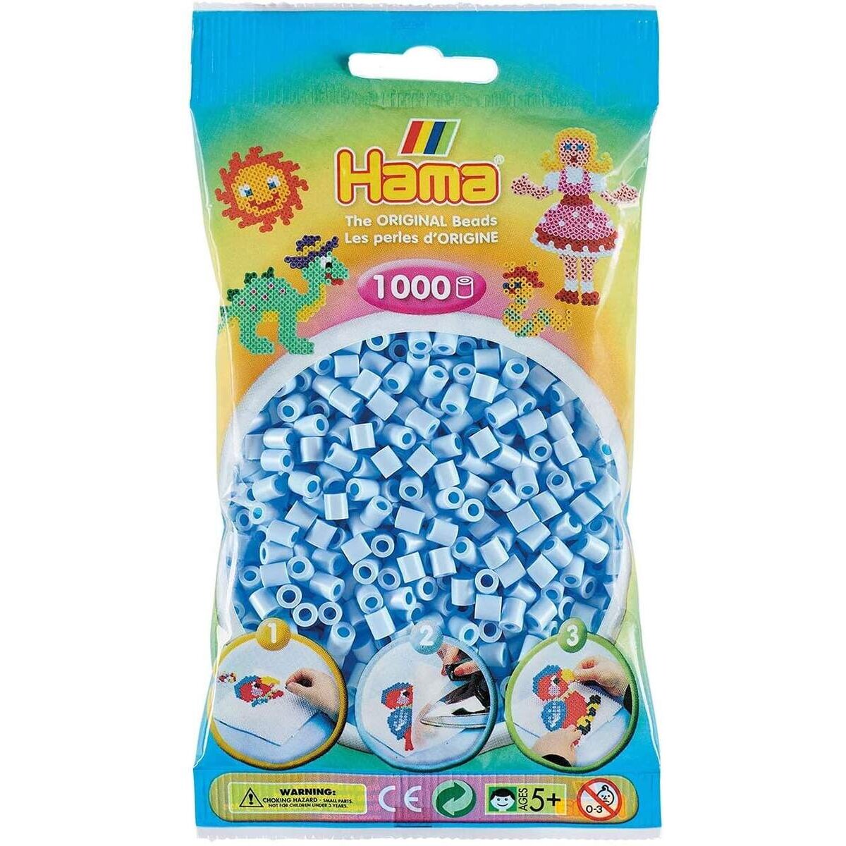 Hama Bügelperlen Midi pastellblau, 1000 Stück