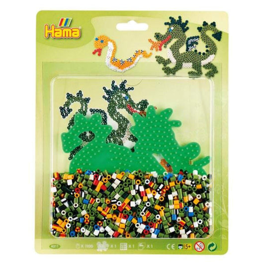 Hama Bügelperlen 4211 Set Drache mit ca. 1.100 bunten Midi Bügelperlen mit Durchmesser 5 mm