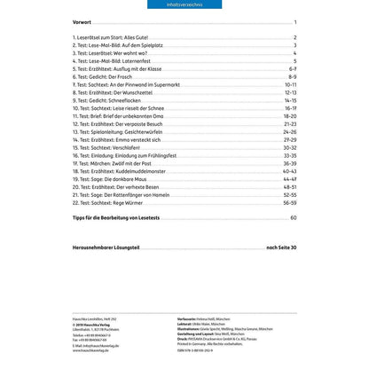 Hauschka Verlag Lesetests in Deutsch - Lernzielkontrollen 2. Klasse