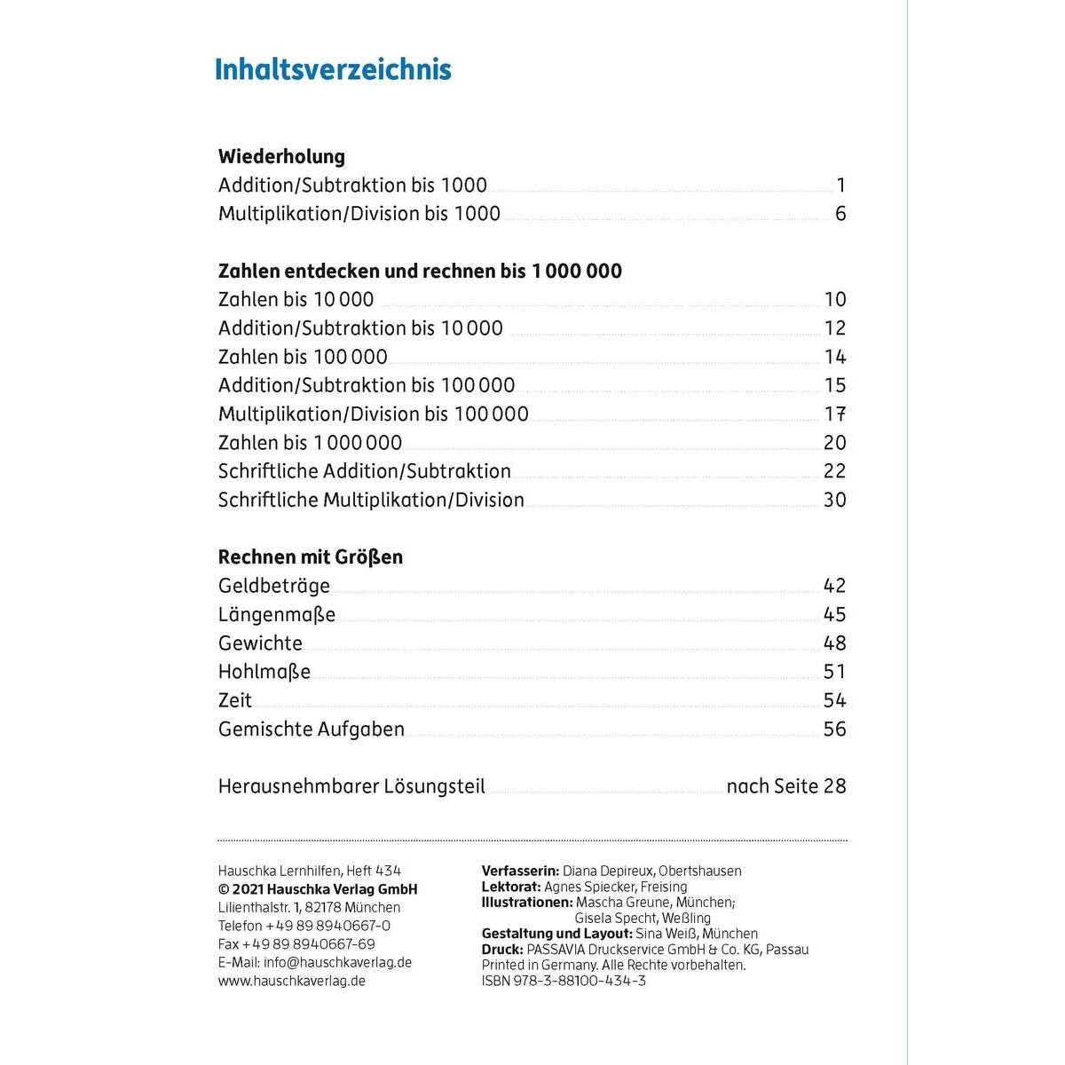 Hauschka Verlag Mein Übungsheft Rechnen 4. Klasse, A5-Heft