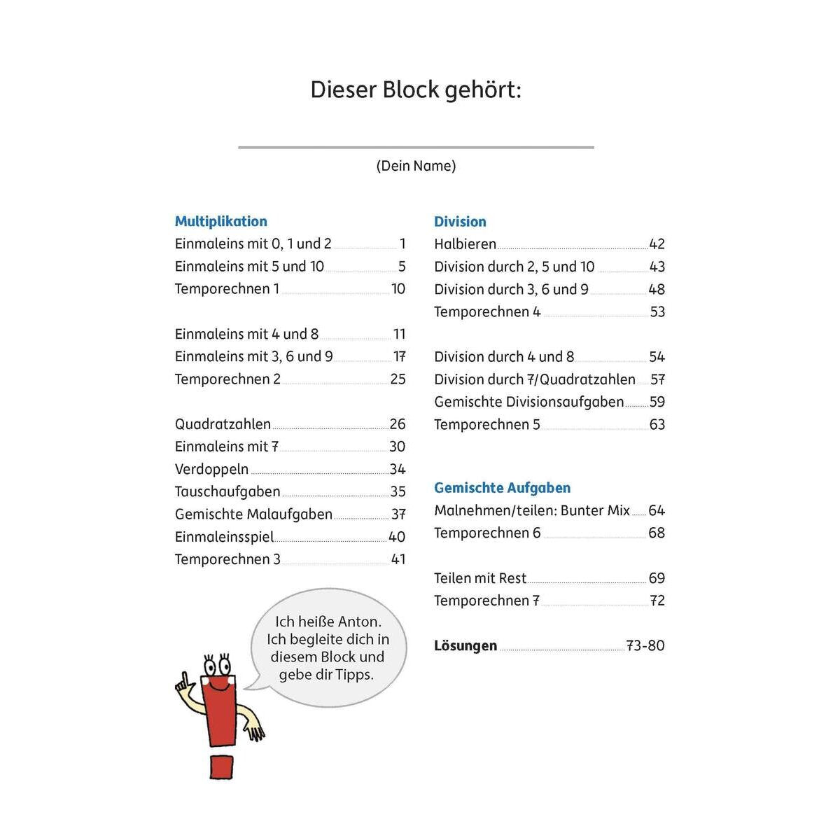 Hauschka Verlag Quer durch die 2./3. Klasse, Das kleine Einmaleins - A5-Übungsblock