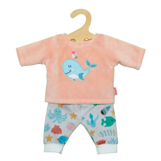 Heless Flauschiger Pyjama "Wal Bobby", 2-teilig, Gr. 35-45 cm