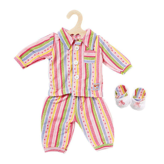 Heless Gestreifter Puppenpyjama mit Pantoletten, Größe 35-46 cm