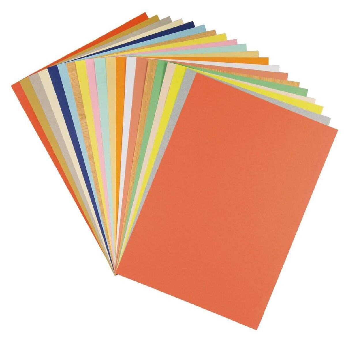 Idena Bastelpapier, DIN A3, 20 Blatt, Karton und Papier, farbig sortiert