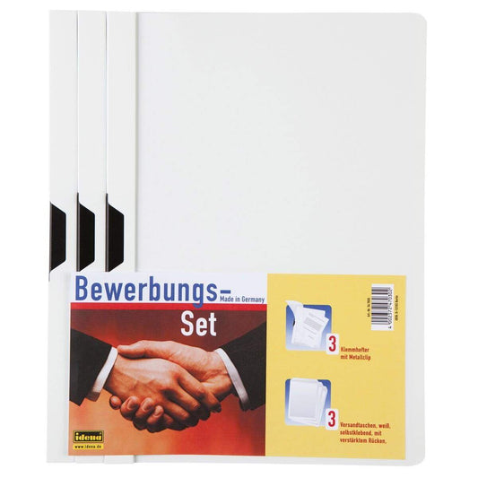 Idena Bewerbungs-Set 3 Klemmhefter, 3 Versandtaschen, weiß