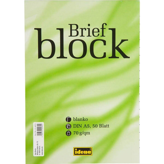 Idena Briefblock A5, 50 Blatt, blanko, kopfgeleimt