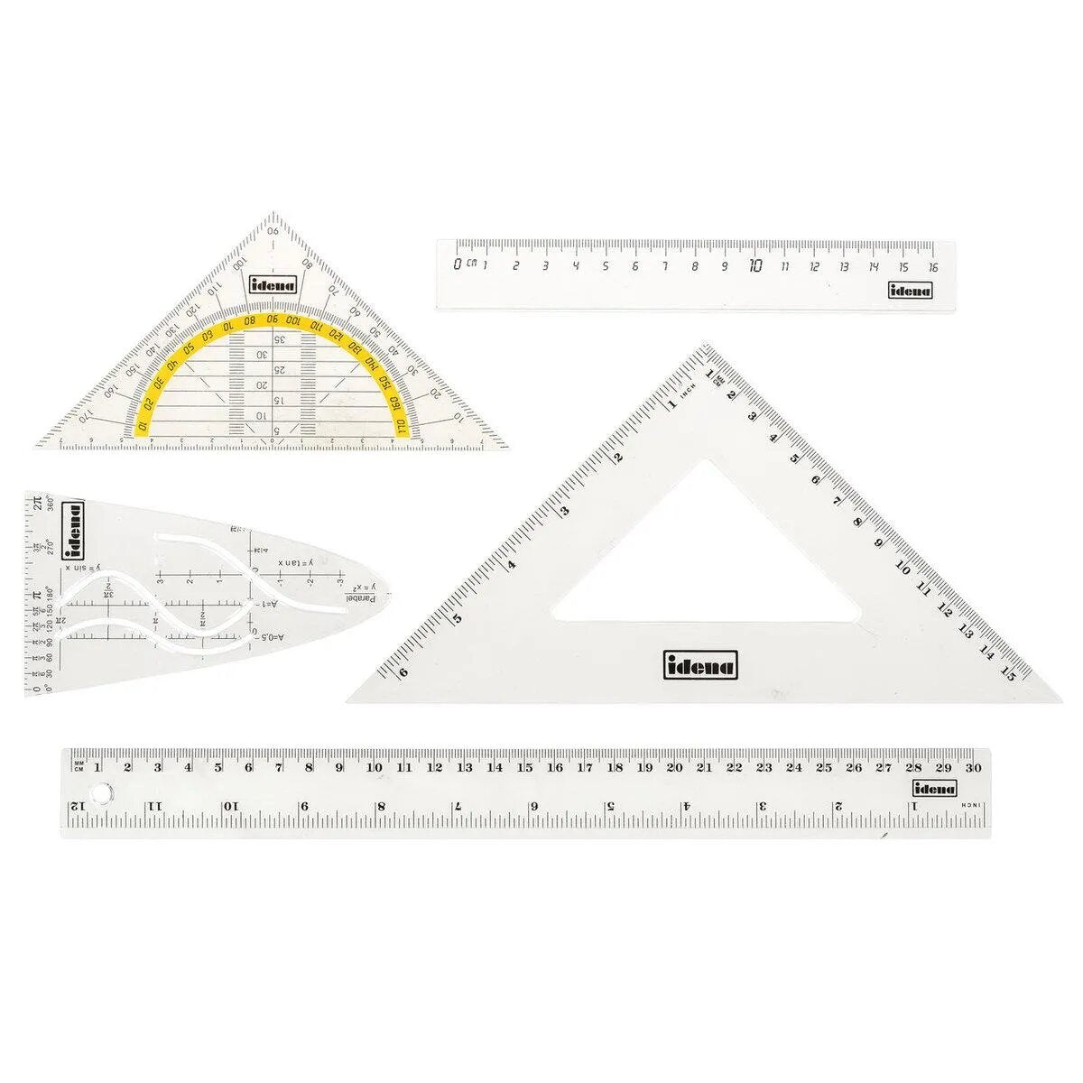 Idena Geometrie-Set, 6-teilig, mit abheftbarer Ordnungsmappe