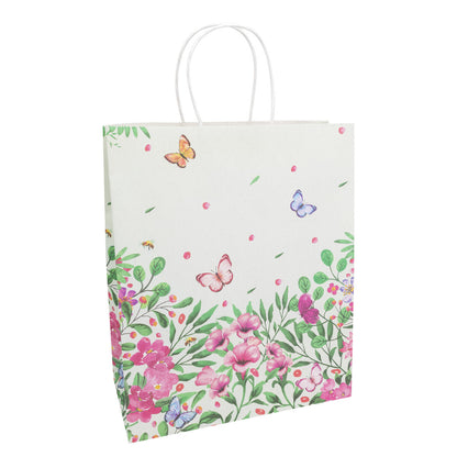 Idena Geschenktasche grün, Blumen 26x32x13cm FSC-Mix