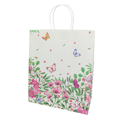 Idena Geschenktasche grün, Blumen 26x32x13cm FSC-Mix