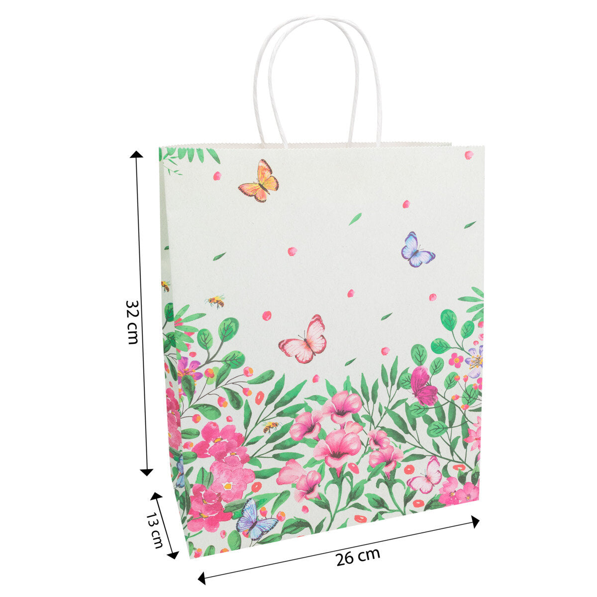 Idena Geschenktasche grün, Blumen 26x32x13cm FSC-Mix