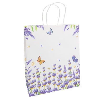 Idena Geschenktasche lila mit Blumen 18x23x8cm FSC-Mix