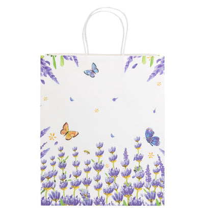 Idena Geschenktasche lila mit Blumen 18x23x8cm FSC-Mix