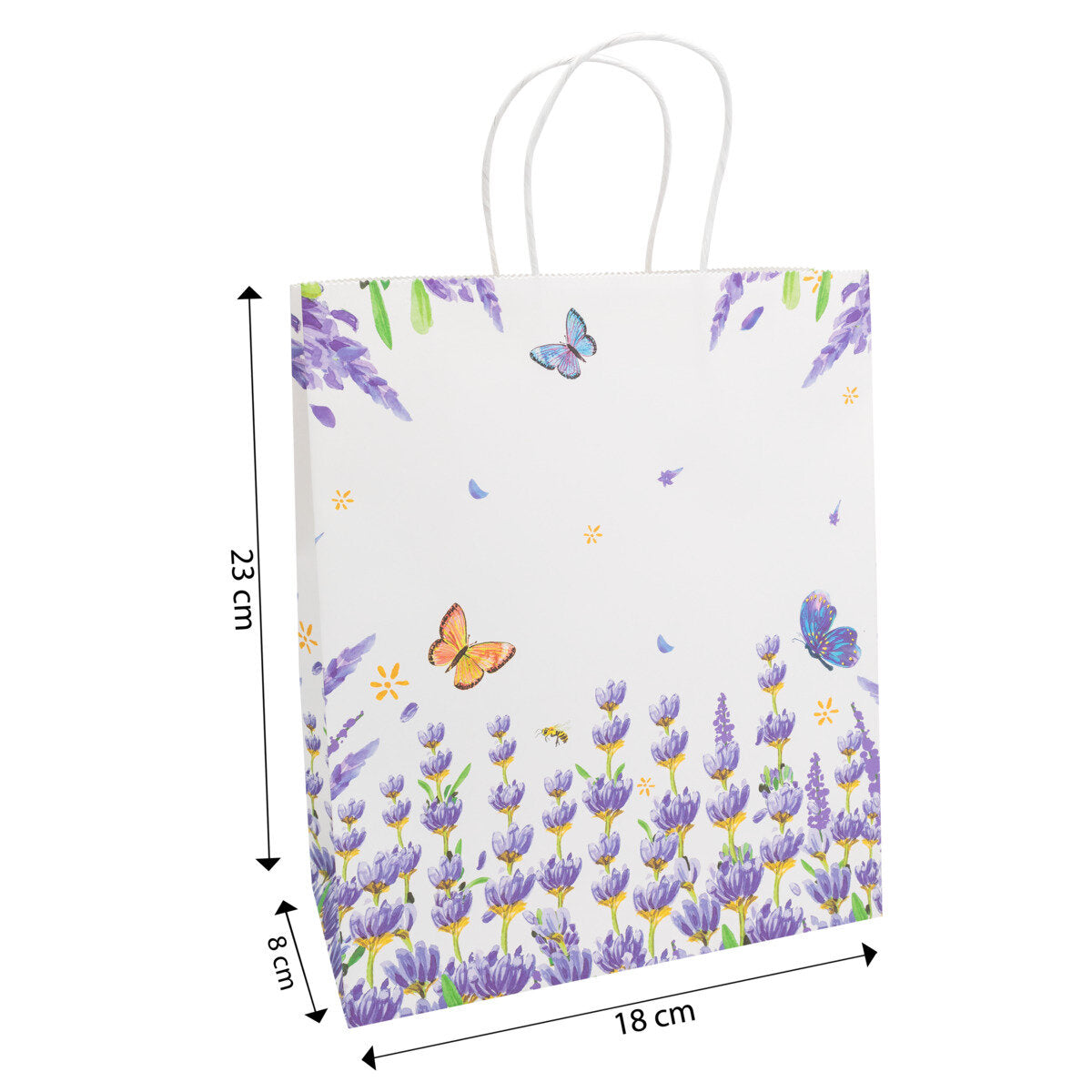 Idena Geschenktasche lila mit Blumen 18x23x8cm FSC-Mix