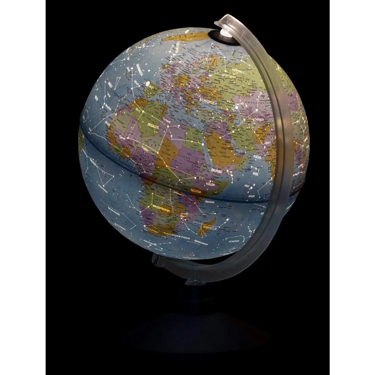Idena Globus, Leuchtglobus, Ø 25 cm, mit politischem Kartenbild und Sternbildern