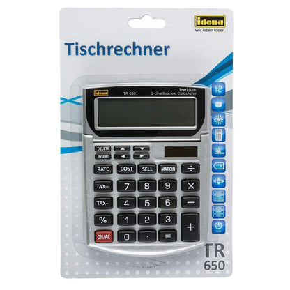 Idena Tischrechner TR 650, 12-stelliges Display, grau/schwarz