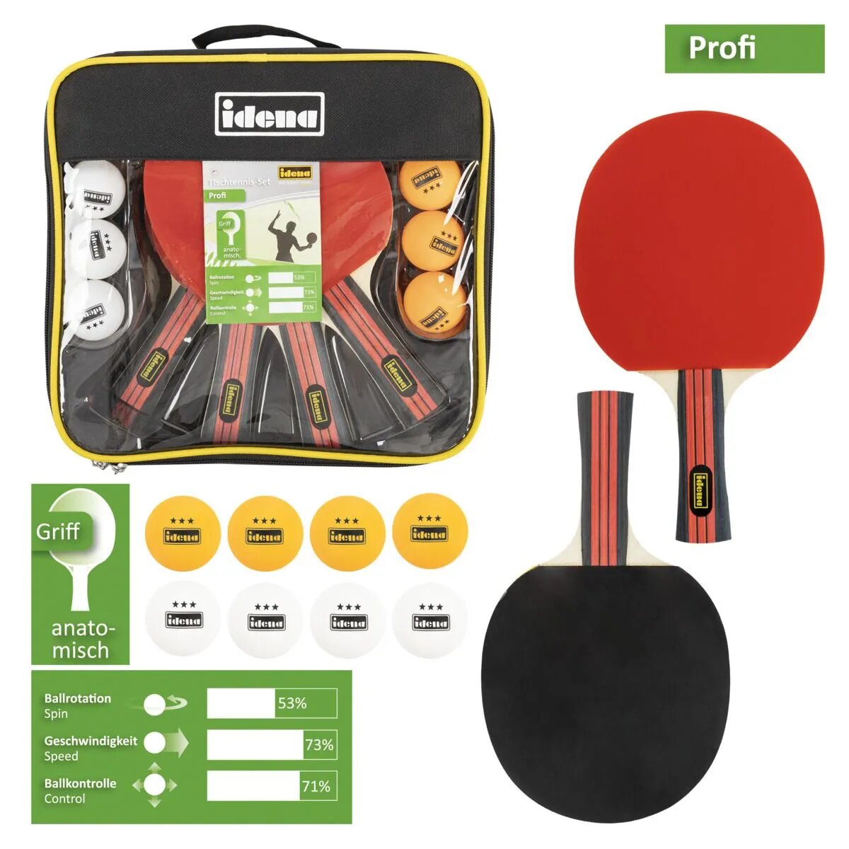 Idena 40222 Tischtennis-Set Profi, 13-teilig