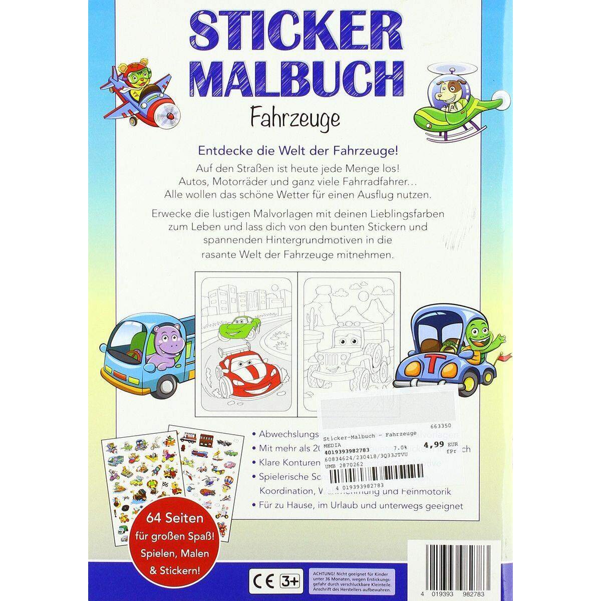 media Verlag Stickermalbuch: Fahrzeuge