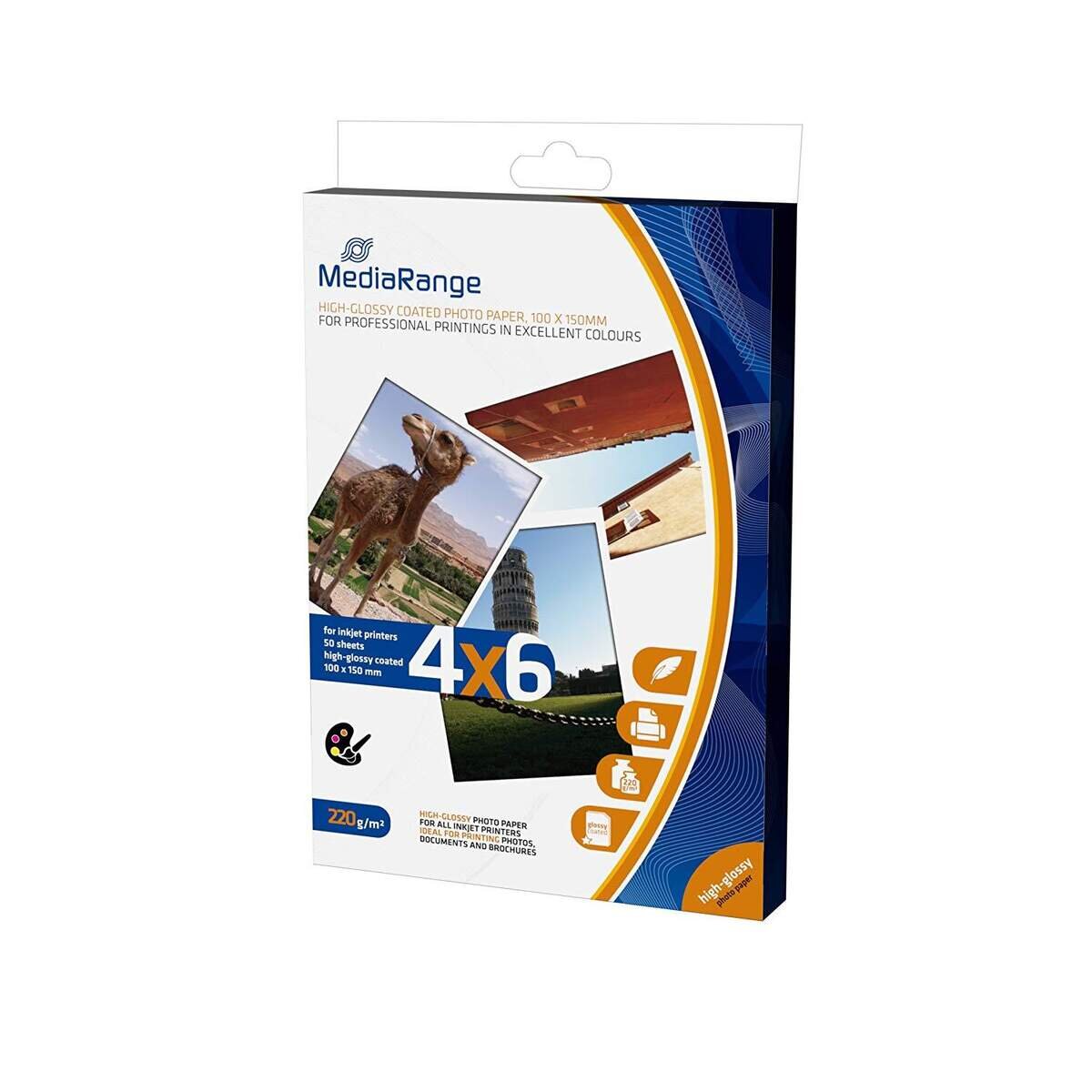 MediaRange 50 Blatt hochglanz Fotopapier 10x15 High Glossy 220g/m²