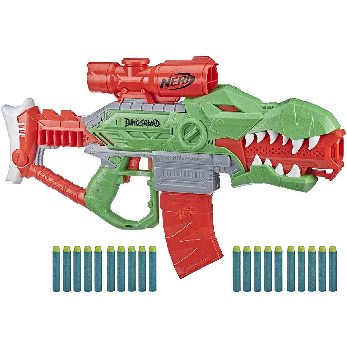 Nerf DinoSquad Rex-Rampage motorisierter Blaster, 10-Dart Clip-Magazin