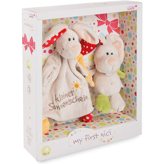 NICI Geschenkset für Babys & Kleinkinder – Schmusetuch & Schmusetier Hase Tilli 18cm