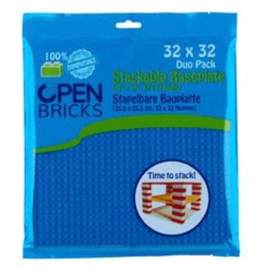 Open Bricks Baseplate 32x32 blau Doppelpack