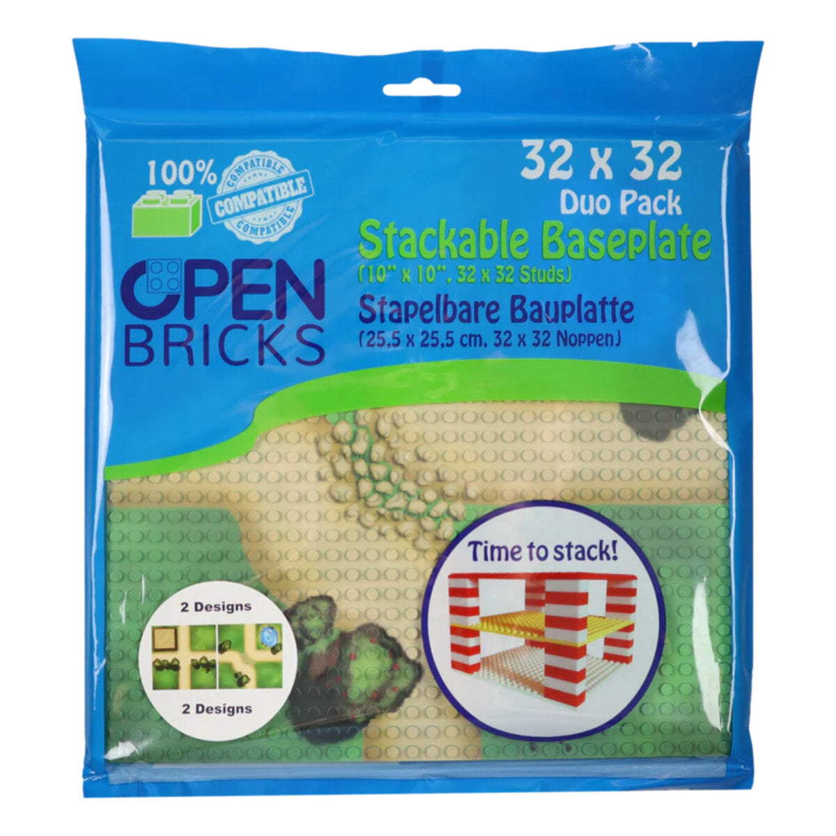 Open Bricks Baseplatte 32x32 farm lanes [Duo Pack]