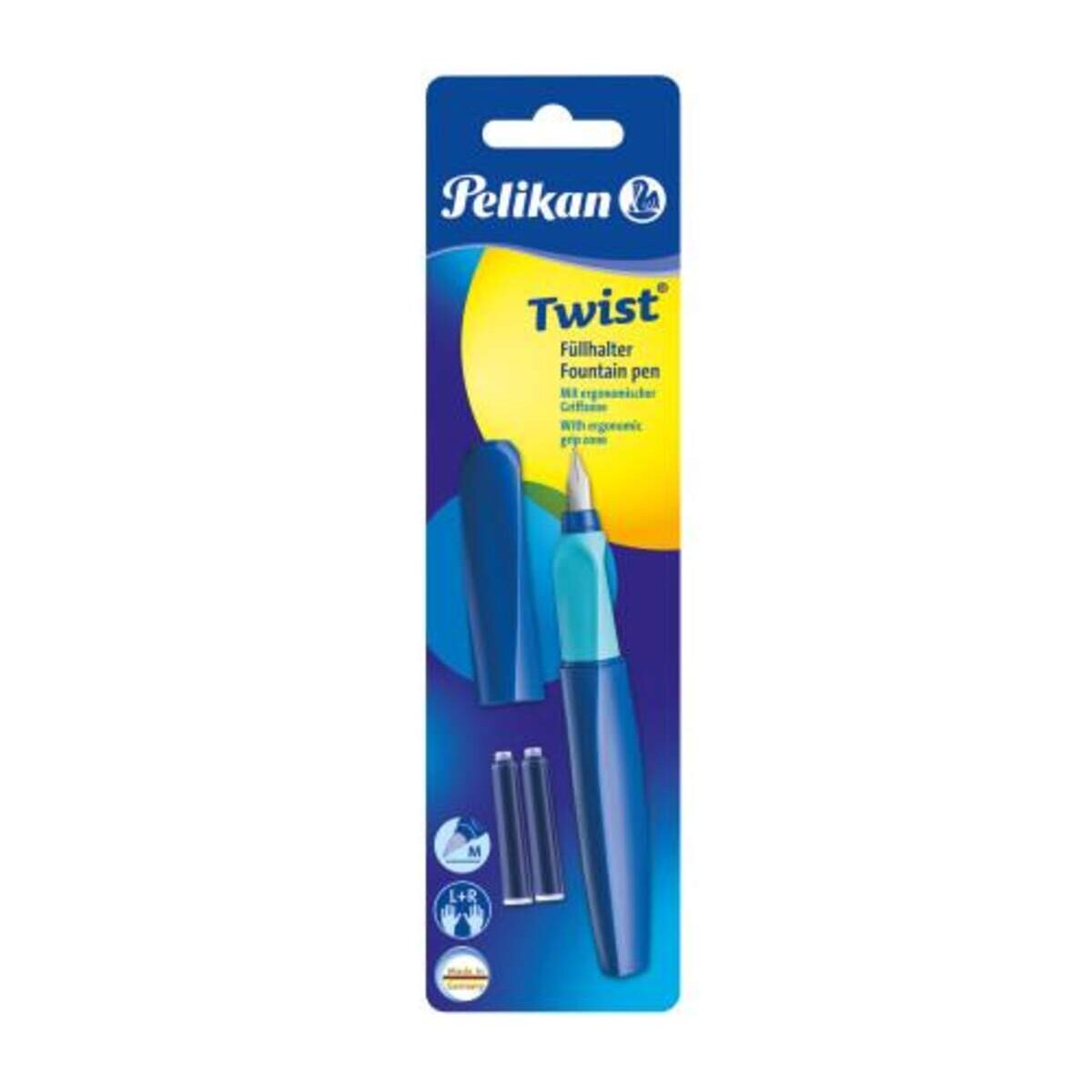 Pelikan Twist® Füller Feder M, Blau/Blau, universell für Rechts- und Linkshänder