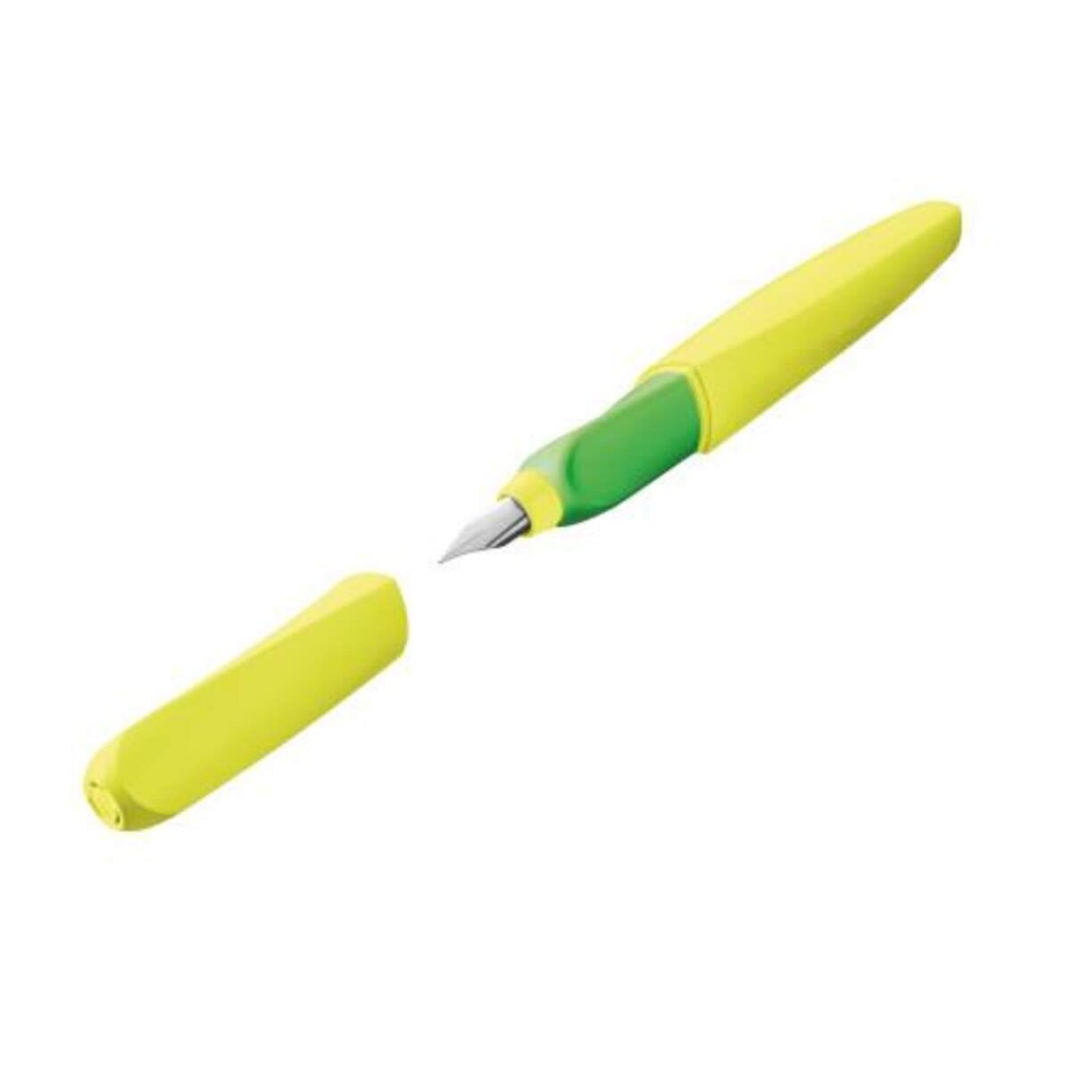 Pelikan Twist® Füller Feder M, Neon Gelb, universell für Rechts- und Linkshänder, Blisterkarte