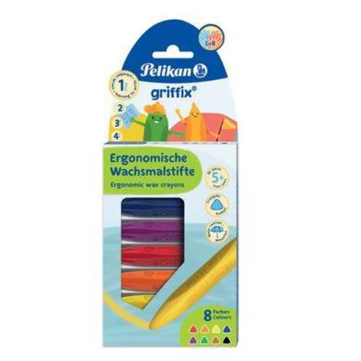 Pelikan griffix® Wachsmaler in Dreikantform, wasserfest, 8 Farben